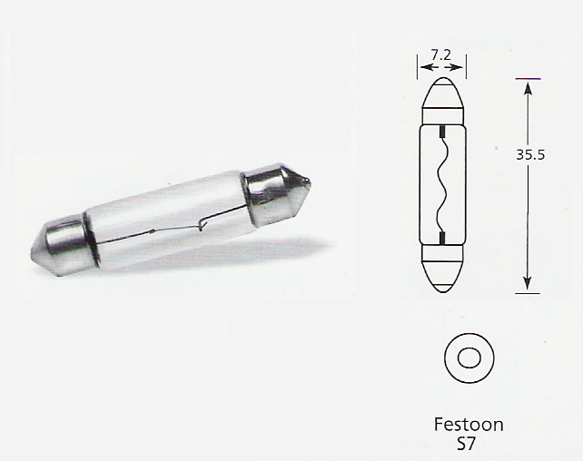 6 volt 3 watt Festoon S7 7.5x35.5mm